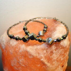 Beaded Iridescent Hoop Earrings
